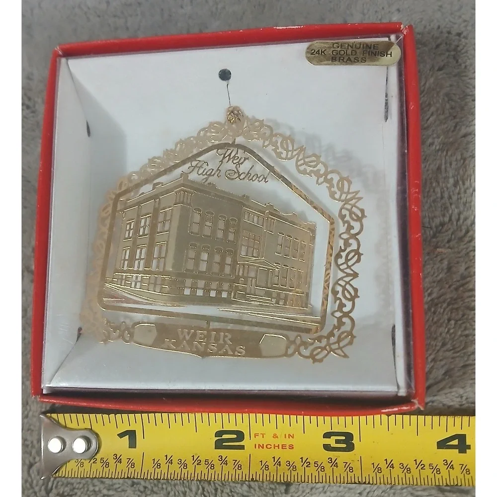 Nation's Treasures Weir High‎ School Kansas 24K Gold Finish Brass Ornament Boxed